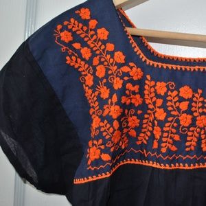 Unique embroidered peasant top